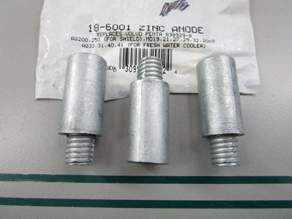 NEW (LOT OF 3) 18-6001 Replaces: Volvo 838929 Sierra Zinc Anode 0810