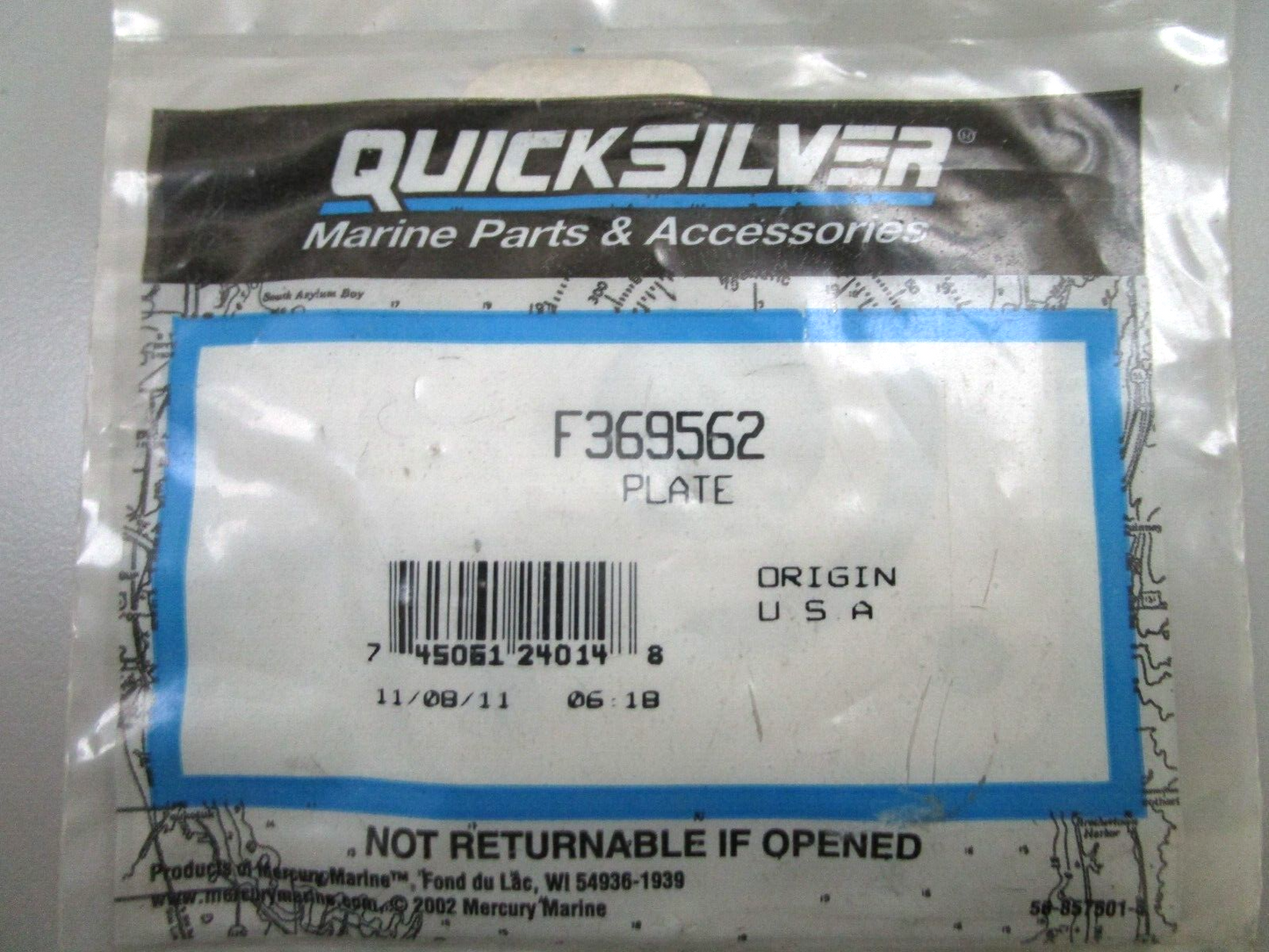 *NEW OEM* 0750 Mercury Quicksilver PLATE F369562