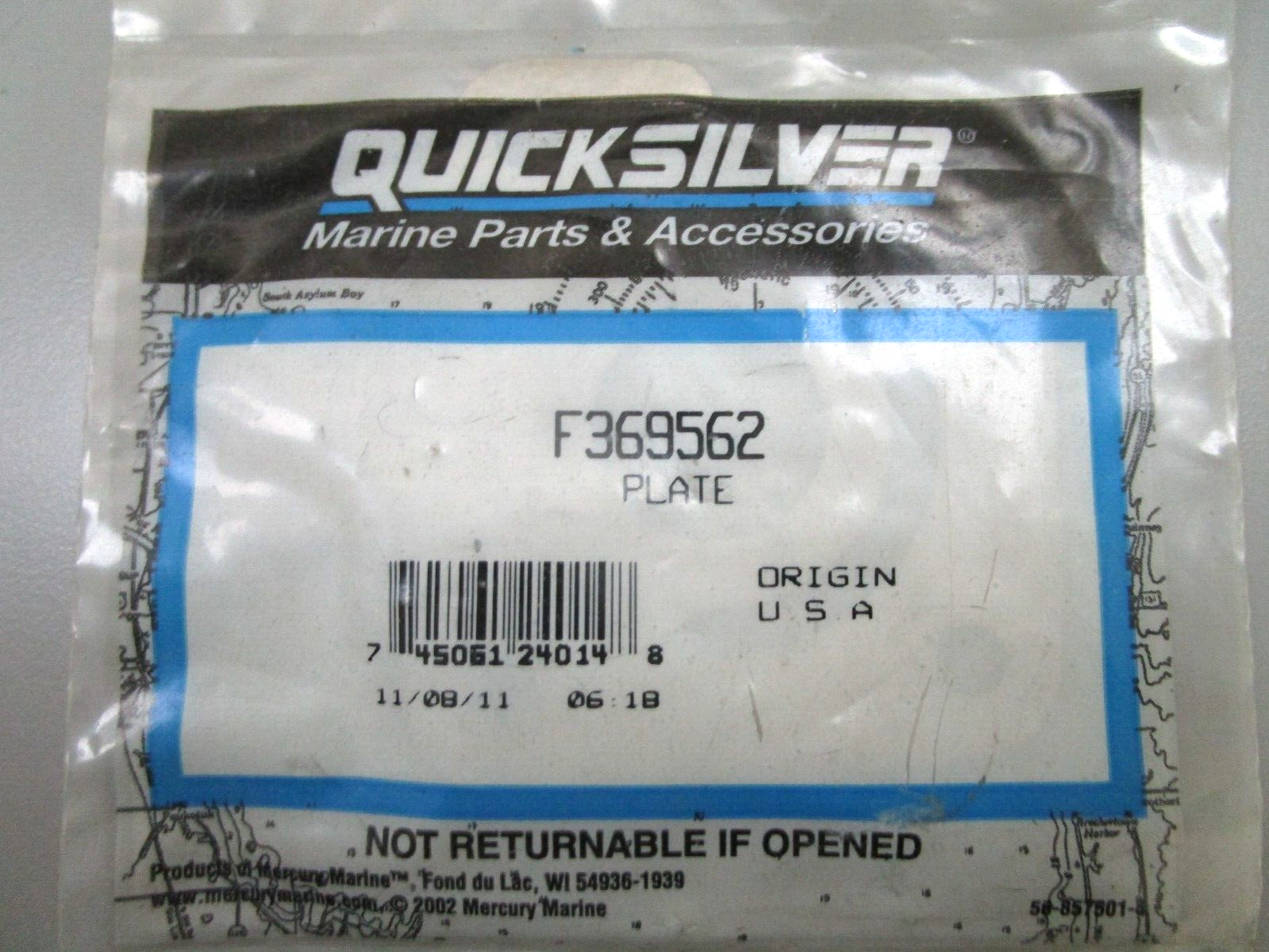 *NEW OEM* 0750 Mercury Quicksilver PLATE F369562