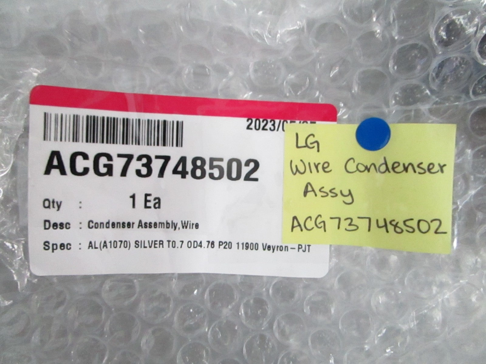 *NEW OEM* 0820 LG Wire Condenser Assy ACG73748502