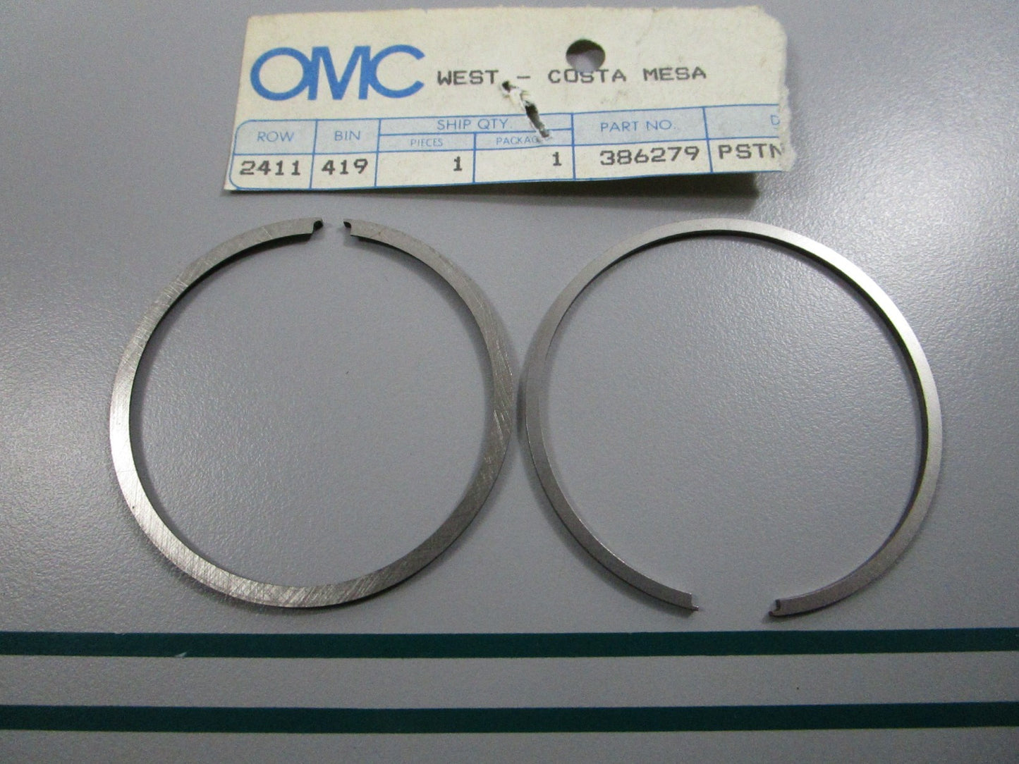 NEW OEM 386279 0386279 OMC Johnson Evinrude 2 Piston Ring Set 0810