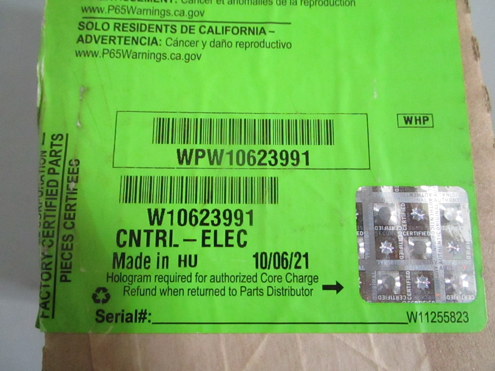 NEW OEM W10623991 Whirlpool Control Board 0820