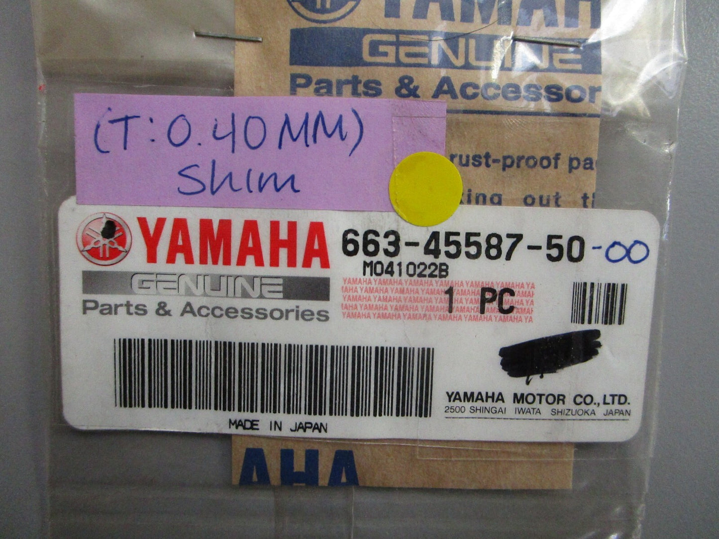 *NEW OEM* 0810 Yamaha (T:0.40MM) Shim 663-45587-50-00