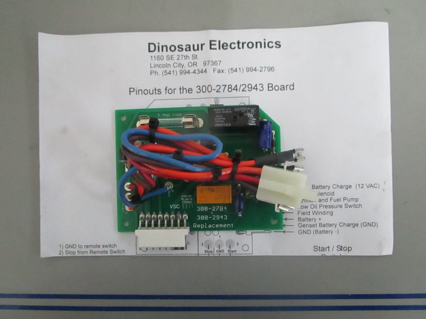 *NEW* 0820 Dinosaur Electronics Generator Circuit Board O2706269 Rep: 300-2784