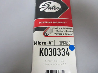 NEW K030334 Gates Micro-V 13/32" x 34" Serpentine Belt 0720