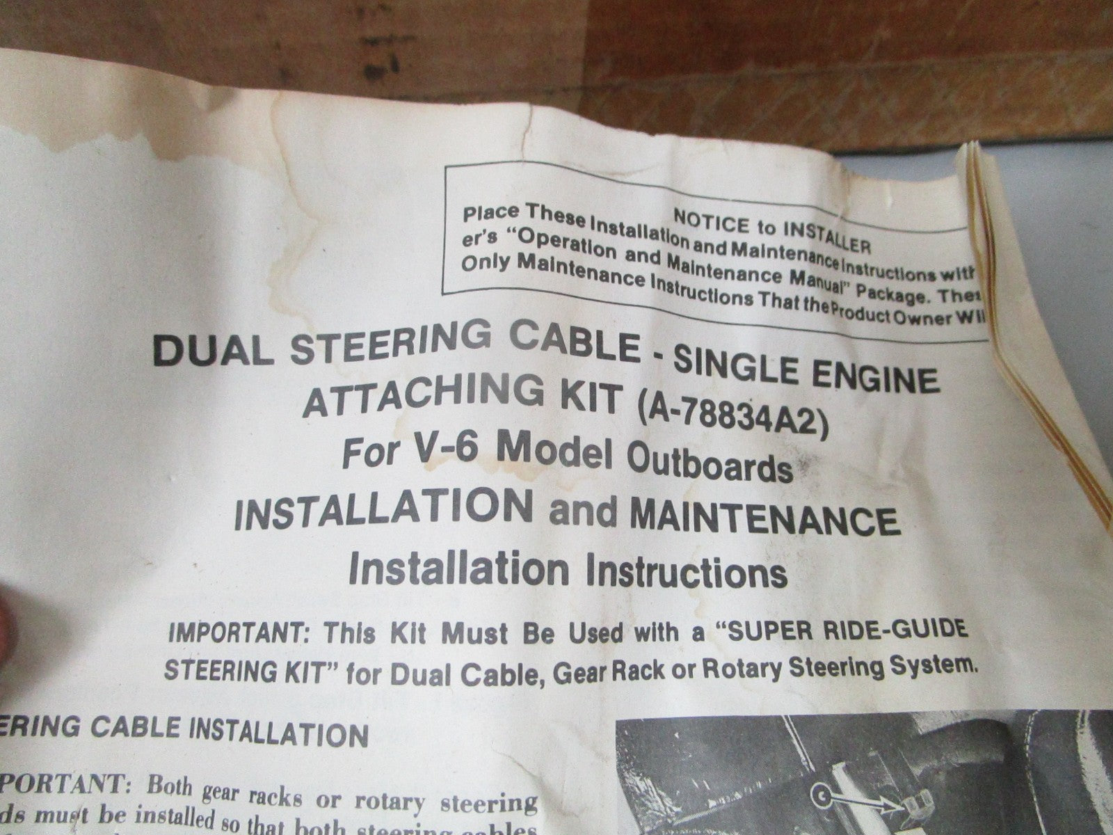 NEW OEM 78834A2 Mercury Quicksilver Ride Guide Attaching Kit 0720