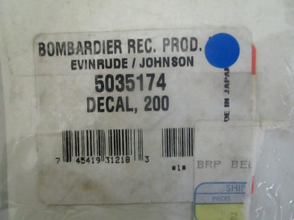 *NEW OEM* 0820 OMC Johnson Evinrude 200HP Decal 5035174