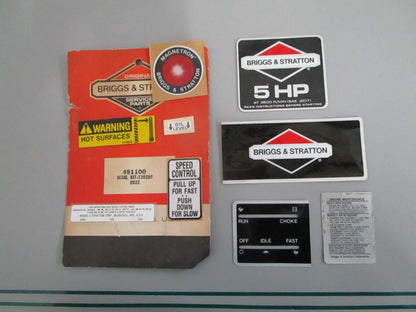 NEW OEM 491100 Briggs & Statton Decal Kit 0820