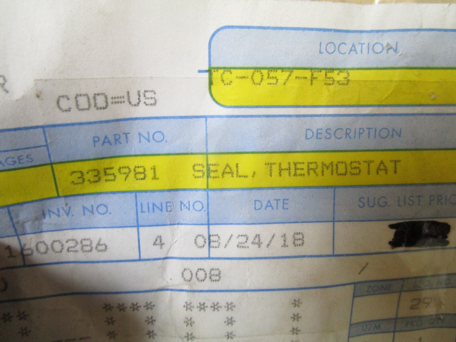 *NEW OEM* 0810 OMC Johnson Evinrude Thermostat Seal 335981 0335981