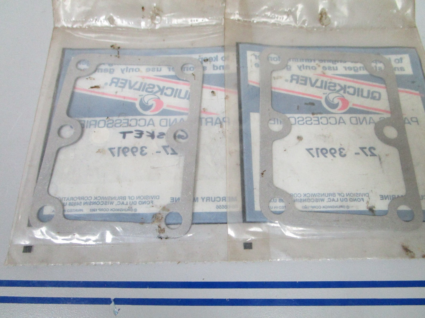 NEW OEM (LOT OF 2) 27-39917 Mercury Quicksilver Gasket 0810