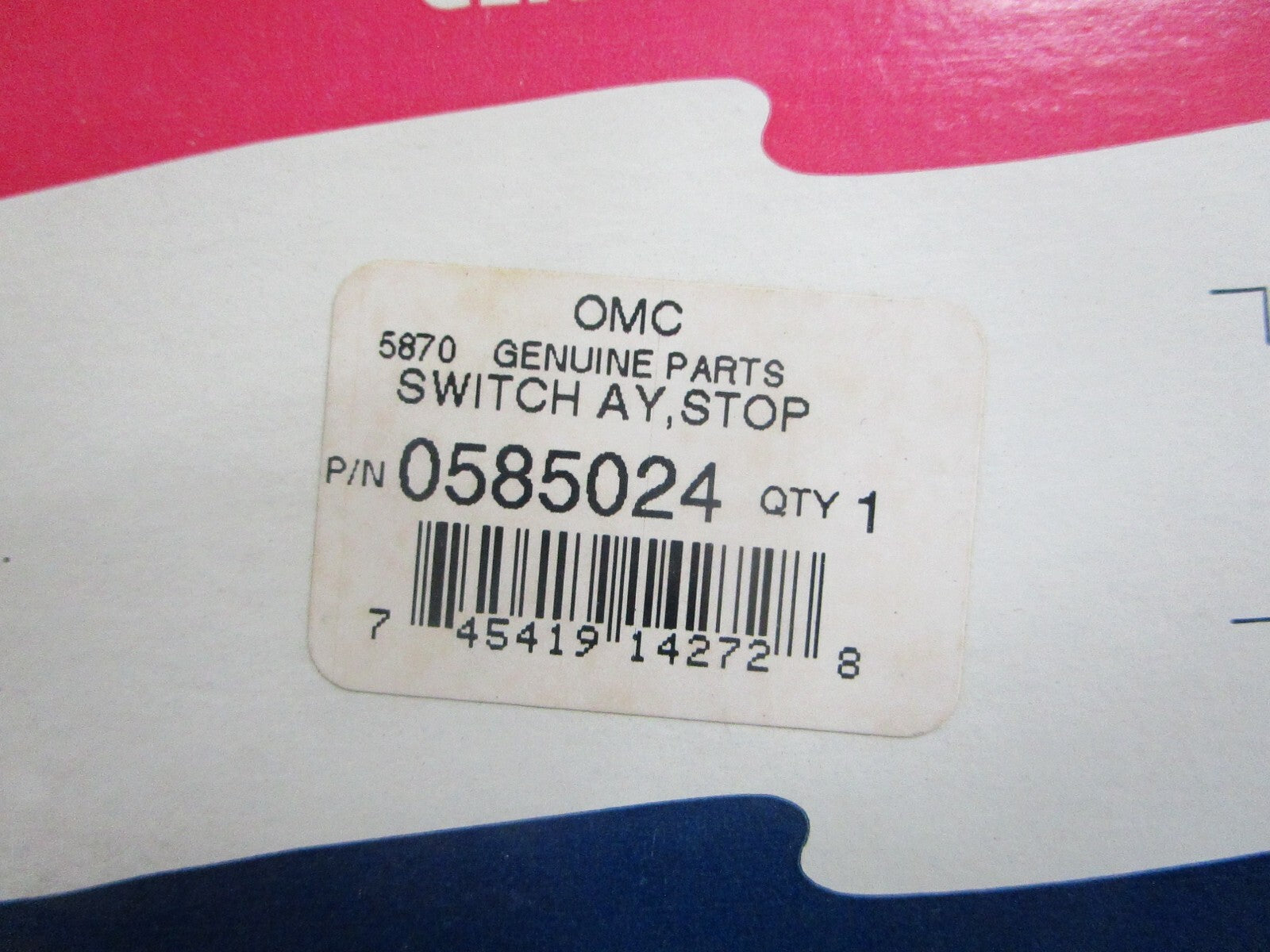 *NEW OEM* 0820 OMC Johnson Evinrude Stop Switch Ay 585024 0585024