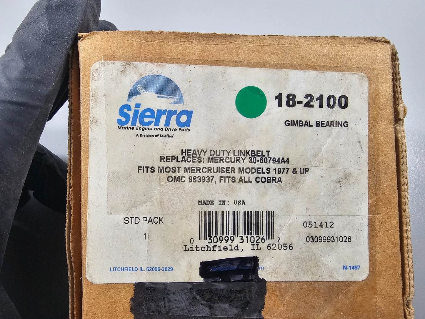 NEW 18-2100 Replaces: Mercury 30-60794A4 Sierra Bearing Gimball 0810
