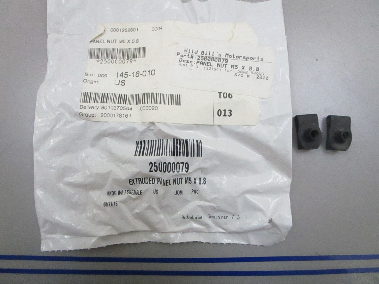*NEW* (LOT OF 2) 0810 Ski-Doo Extruded Panel Nut 250000079