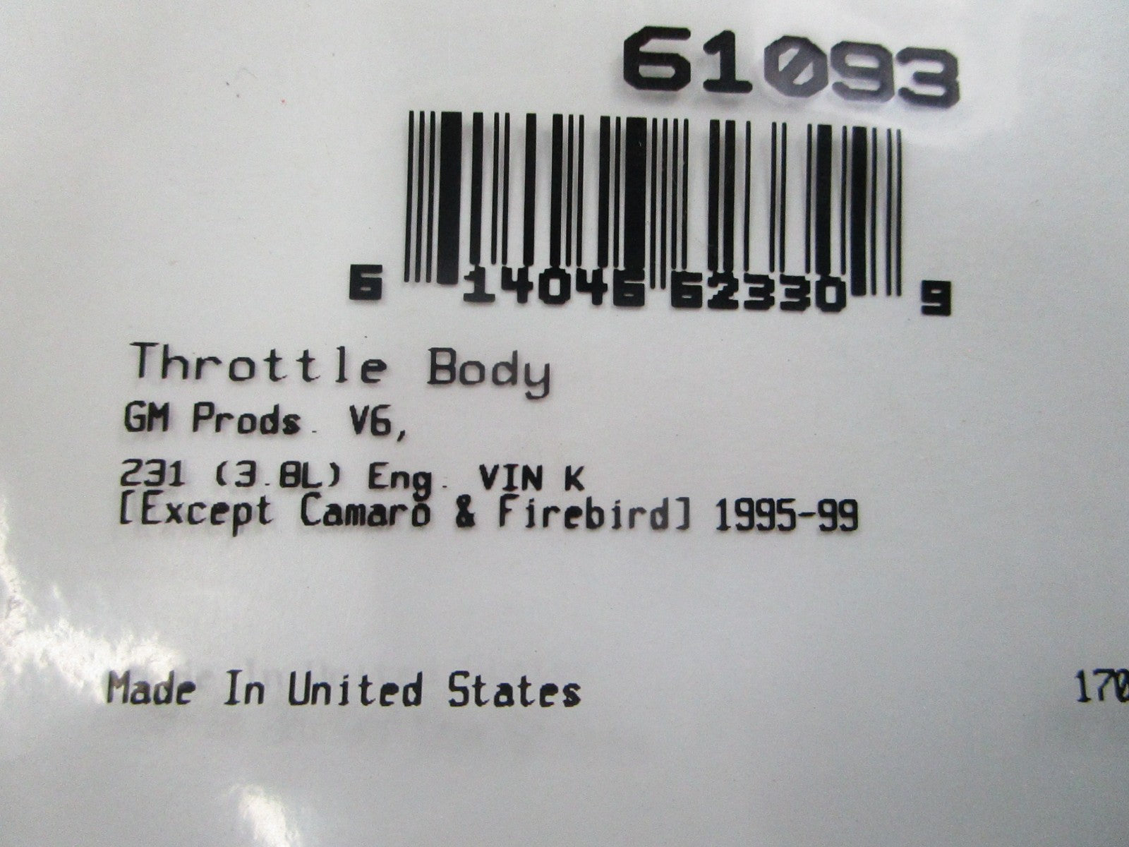 *NEW* 0810 Fel-Pro Throttle Body Gasket 61093