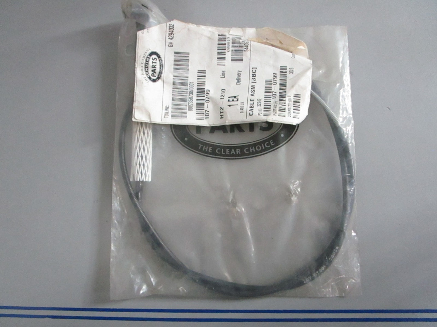 NEW OEM 107-0799 Toro Cable Assy 0820