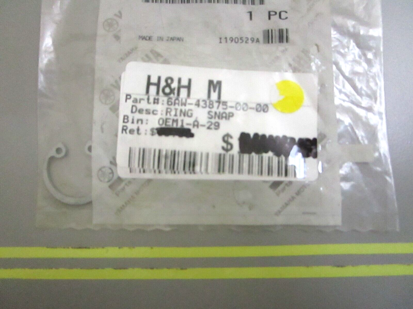 *NEW OEM* 0750 Yamaha RING, SNAP 6AW-43875-00-00