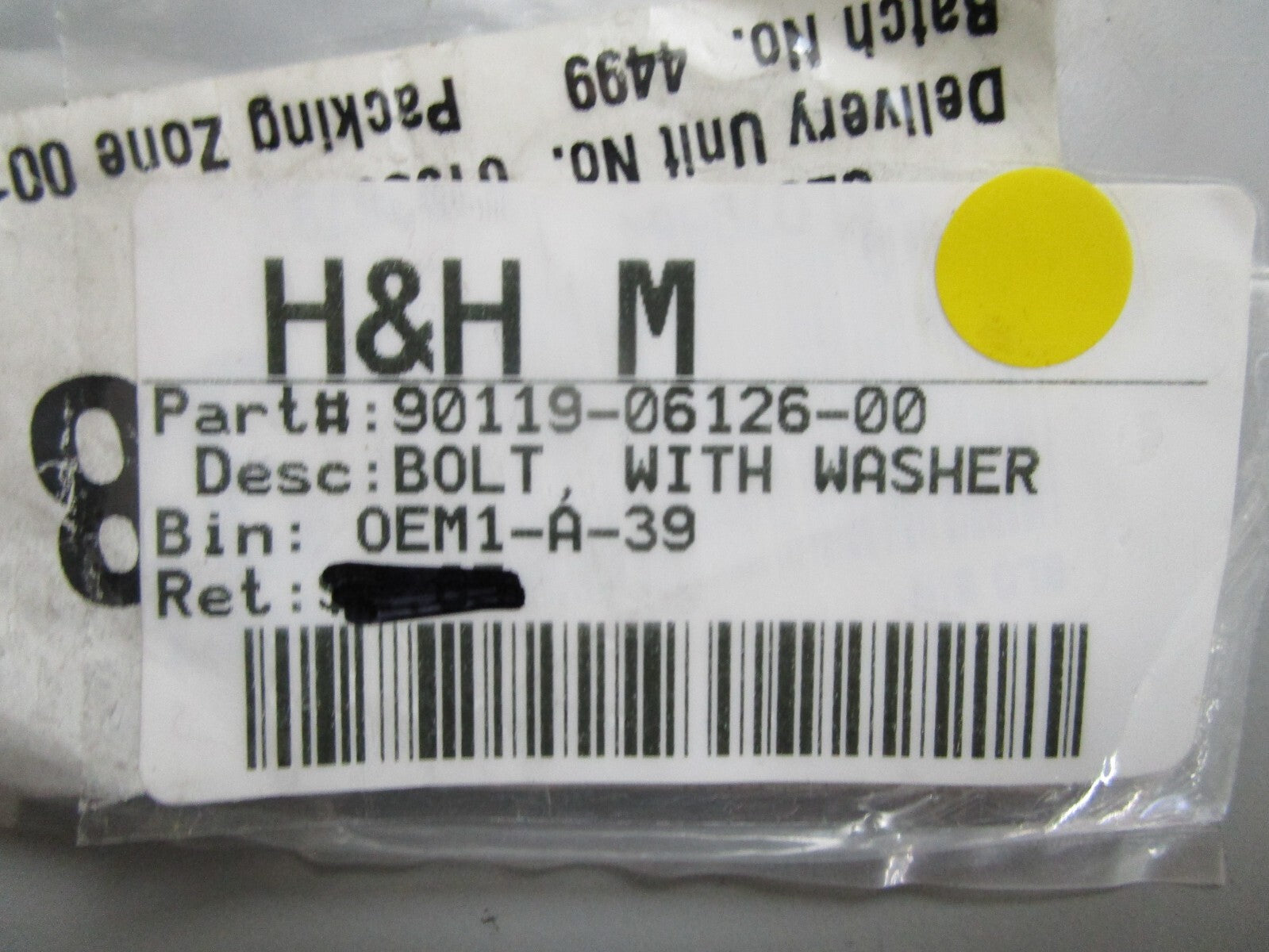 *NEW OEM* 0750 Yamaha BOLT, with WASHER 90119-06126-00