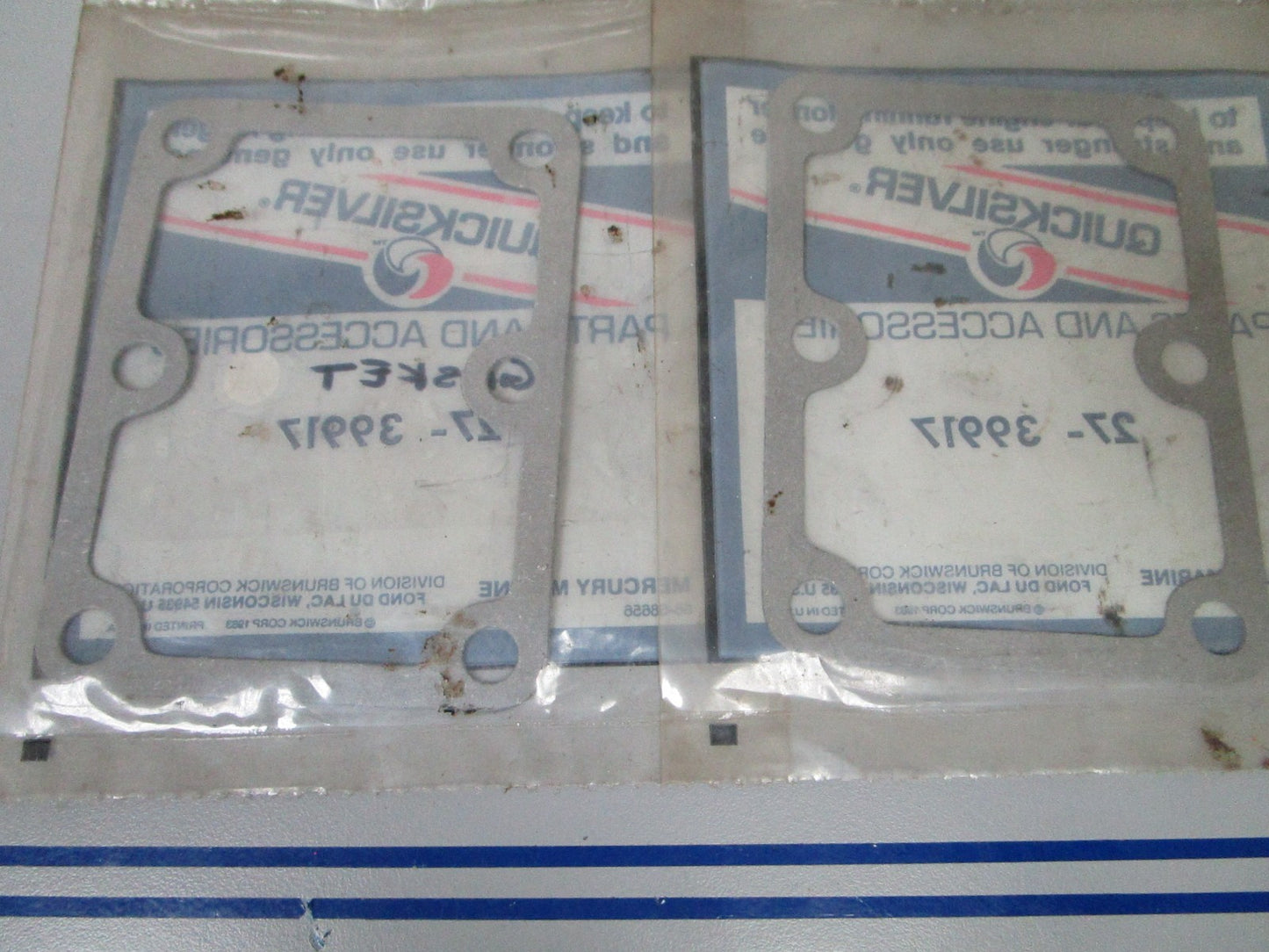 NEW OEM (LOT OF 2) 27-39917 Mercury Quicksilver Gasket 0810