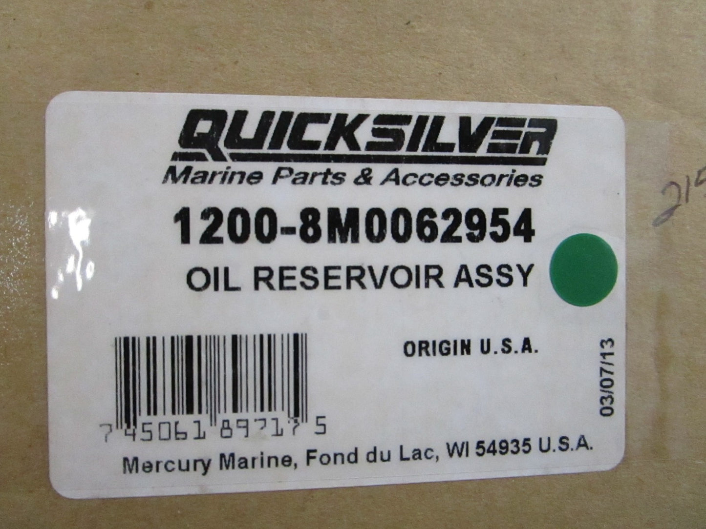 NEW OEM 1200-8M0062954 Mercury Quicksilver Oil Reservoir Assembly 0810