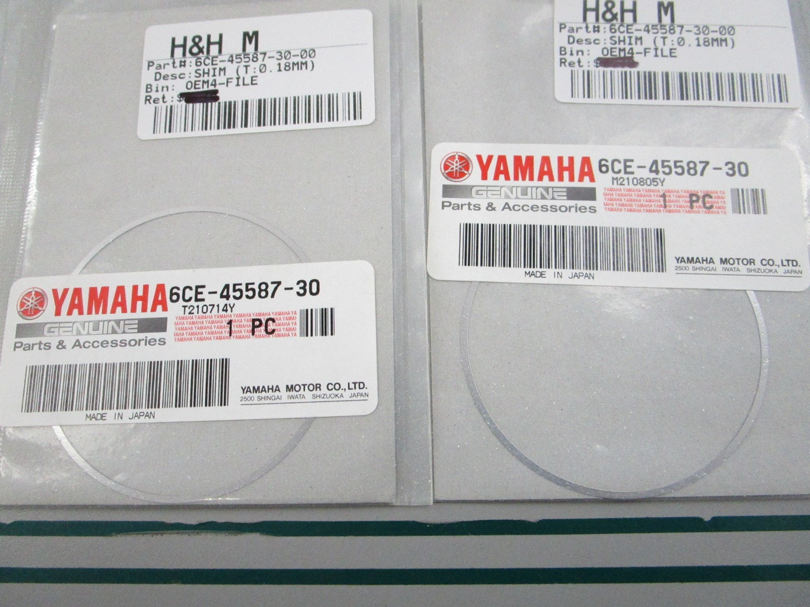NEW OEM (LOT OF 2) 6CE-45587-30-00 Yamaha (T:0.18mm) Shim 0810