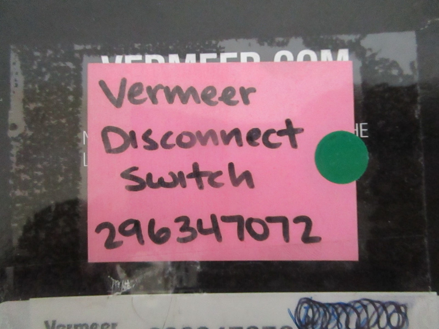 NEW OEM 296347072 Vermeer Disconnect Switch 0820