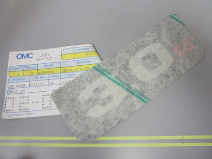 *NEW OEM* 0810 OMC Johnson Evinrude 3.0 GS Decal 3850476