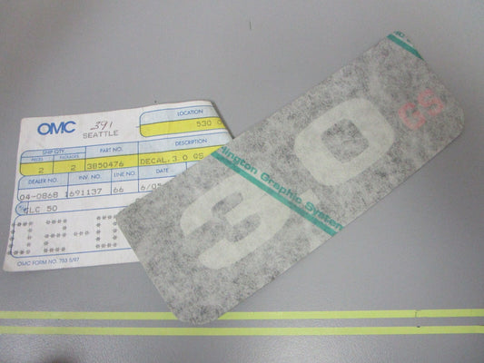 *NEW OEM* 0810 OMC Johnson Evinrude 3.0 GS Decal 3850476