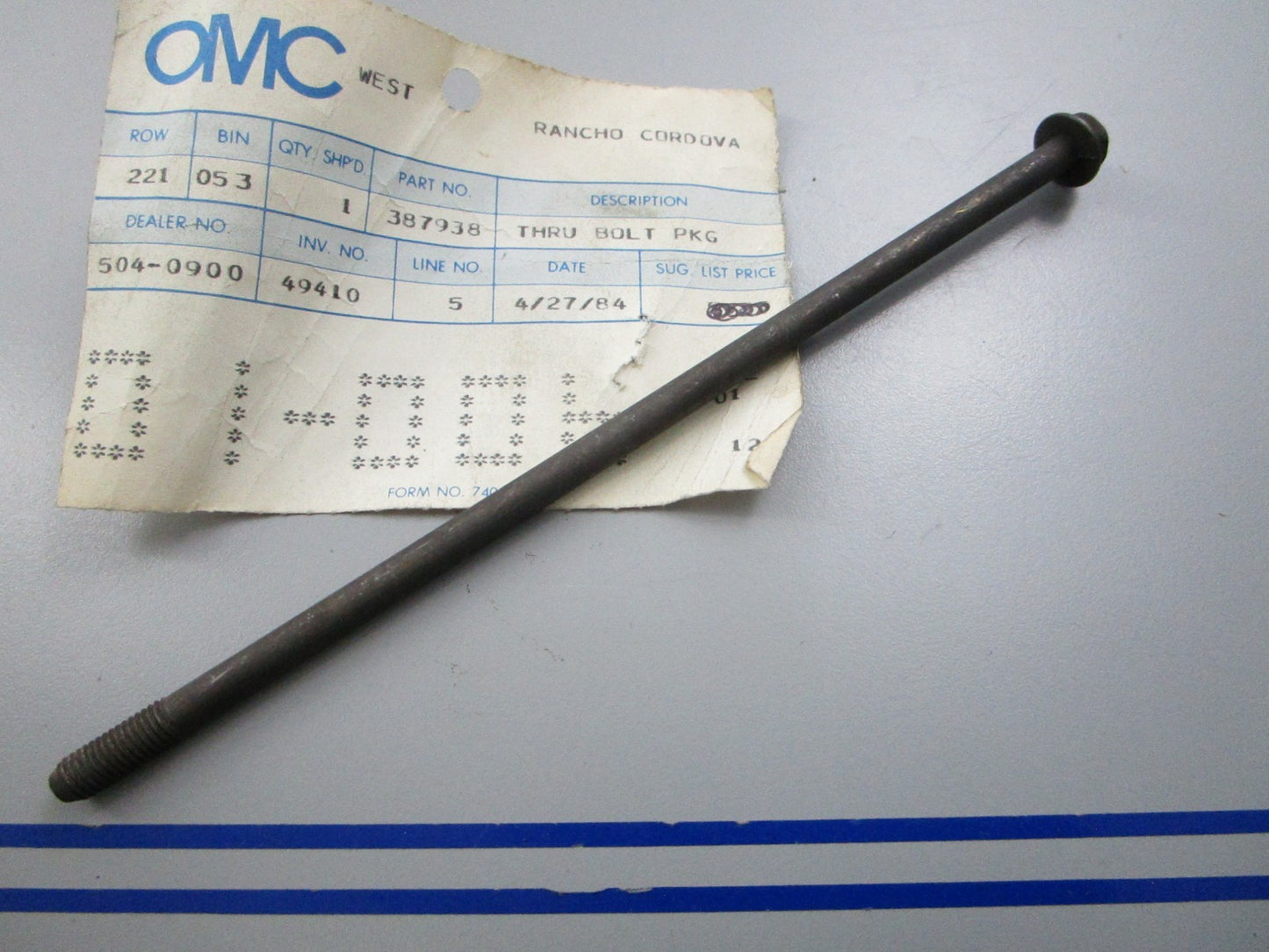 NEW OEM 387938 0387938 OMC Johnson Evinrude Bolt 0810