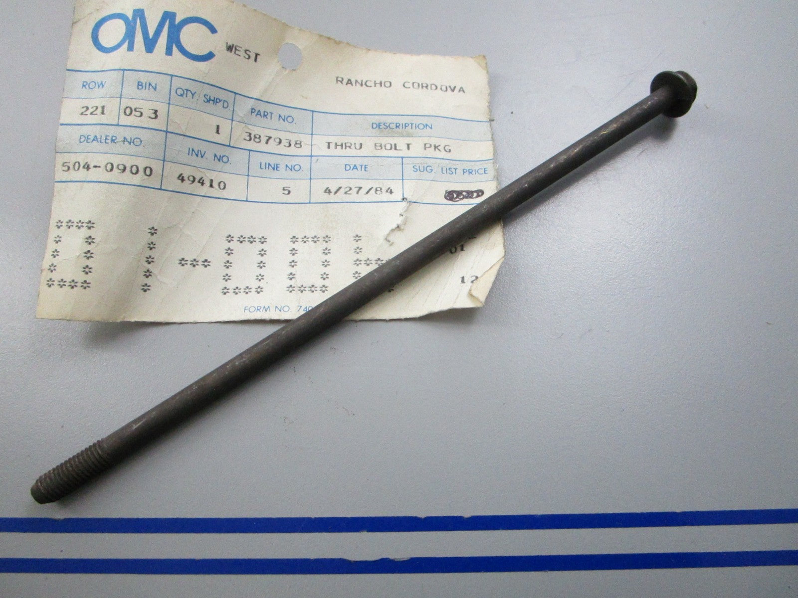 NEW OEM 387938 0387938 OMC Johnson Evinrude Bolt 0810