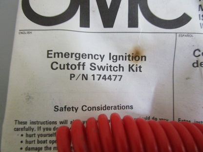 *NEW OEM* 0820 OMC Johnson Evinrude Emergency Ignition Cutoff Switch Kit 174477