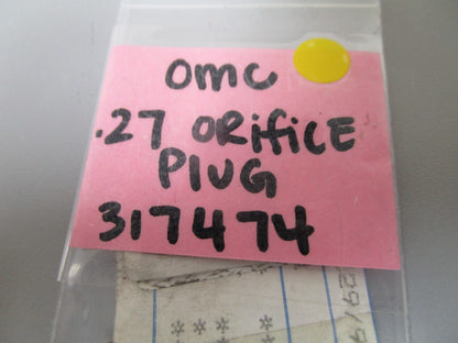 *NEW OEM* 0810 OMC Johnson Evinrude .27 Orifice Plug 317474 0317474