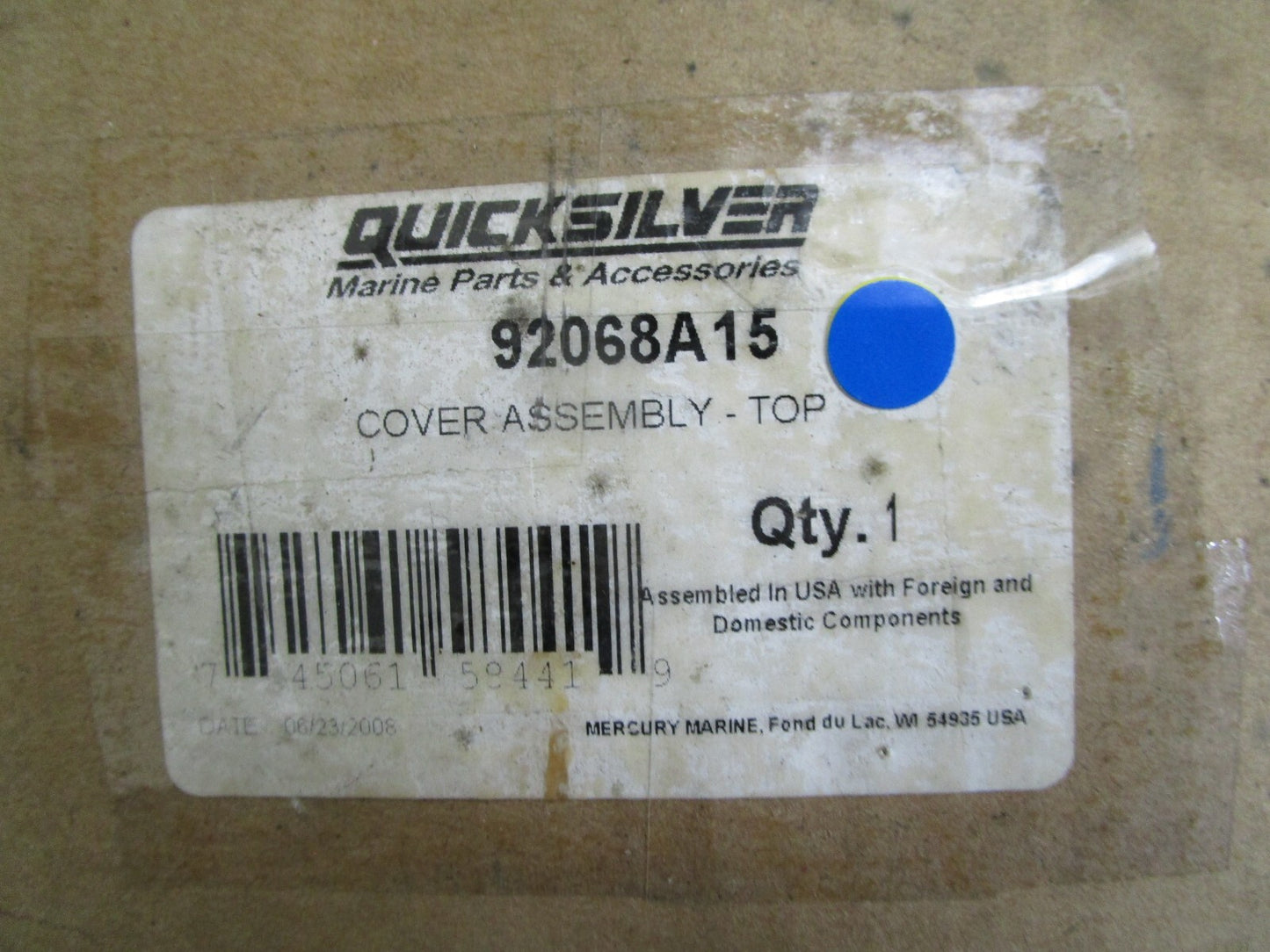 *NEW OEM* 0820 Mercury Quicksilver Top Cover Assy 92068A15 92068-C5