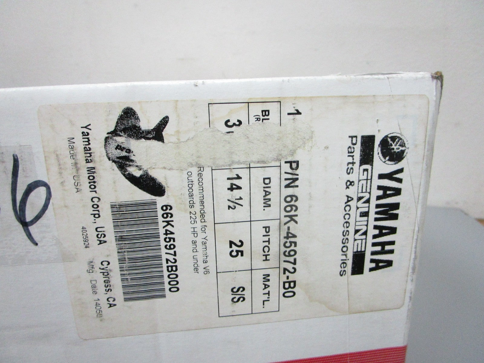 *NEW OEM* 0720 Yamaha RH 3 Blade Stainless Steel 14½ x 25 Propeller 66K-45972-B0