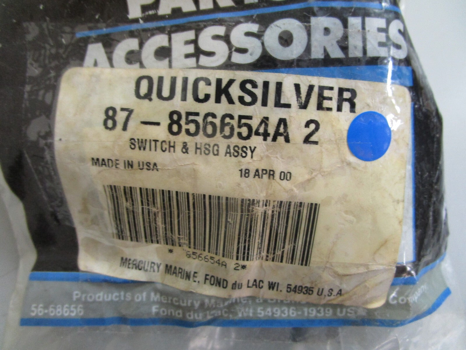 *NEW OEM* 0820 Mercury Quicksilver Switch & Housing Assy 87-856654A2