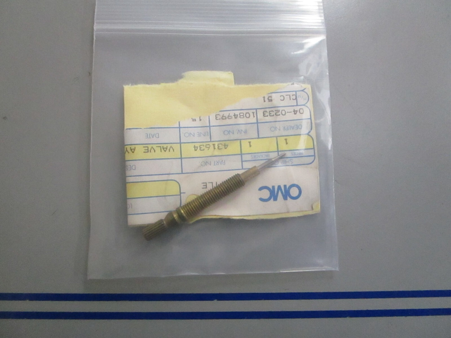 *NEW OEM* 0810 OMC Johnson Evinrude Needle Valve Assembly 431634 0431634