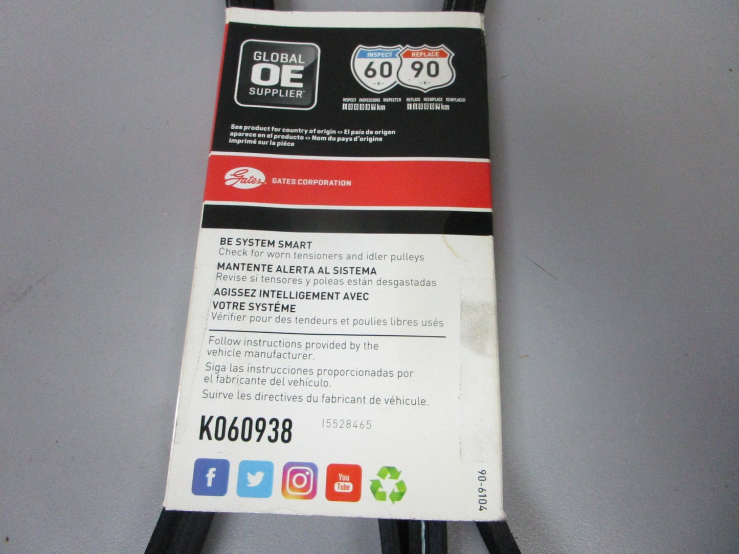 NEW K060938 Gates Micro-V 13/16" x 94 ½" Serpentine Belt 0720