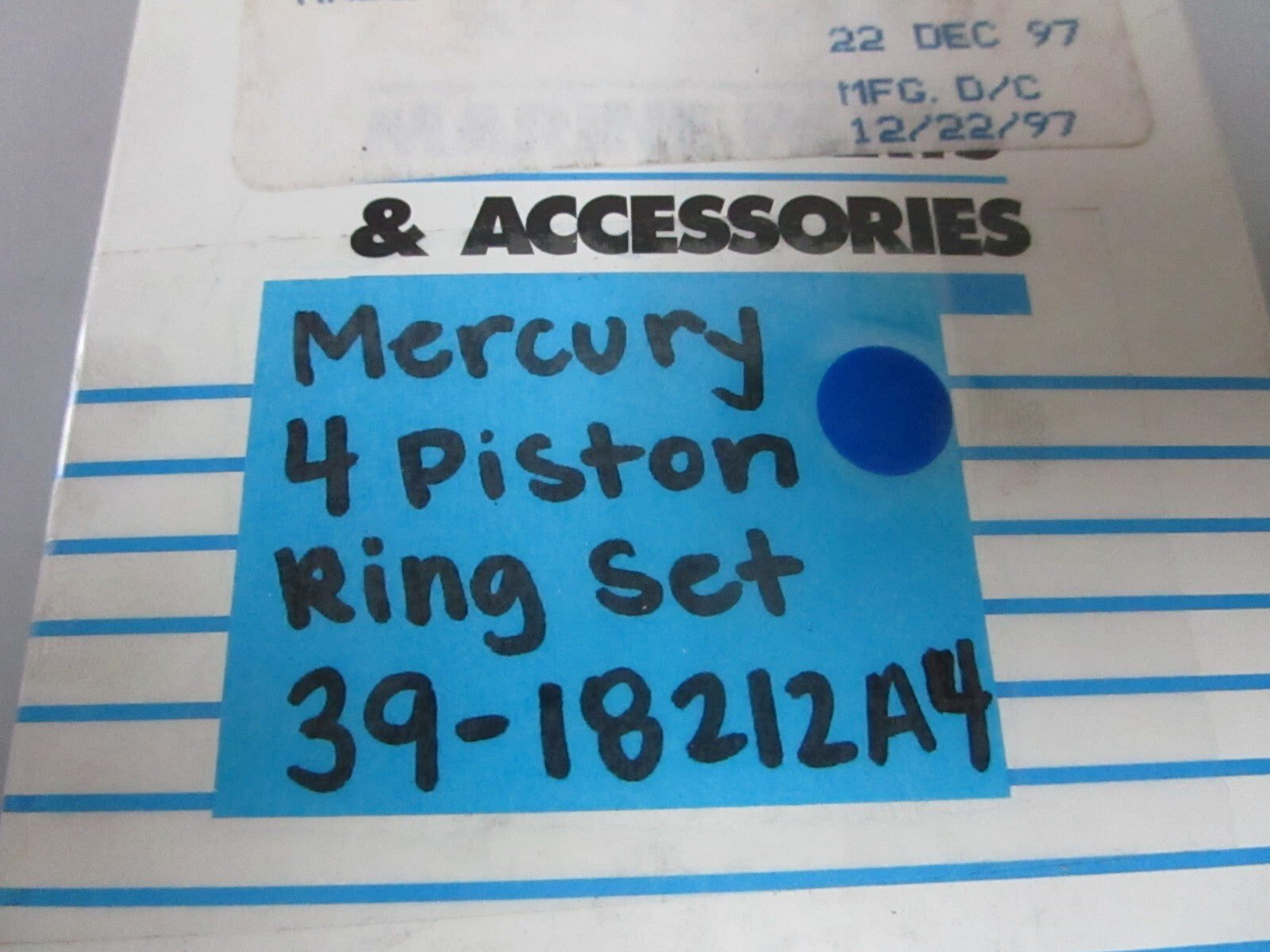 *NEW OEM* 0720 Mercury Quicksilver 4 Piston Ring Set 39-18212A4