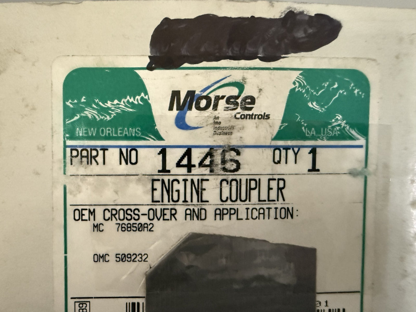 NEW 1446 Morse Controls Engine Coupler Rep: 76850A2 Mercury 509232 OMC 0820