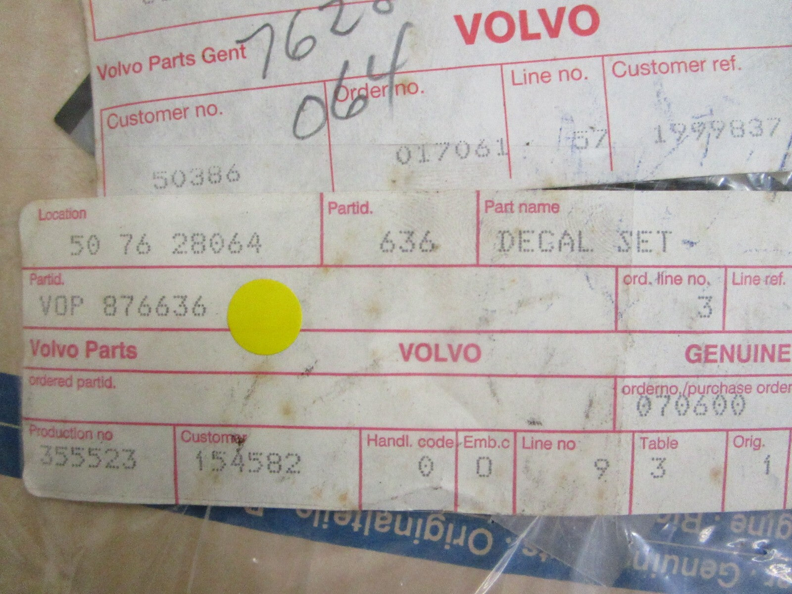 *NEW OEM* 0820 Volvo Penta Decal Set 876636