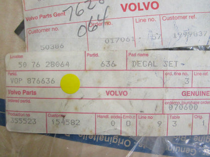 *NEW OEM* 0820 Volvo Penta Decal Set 876636