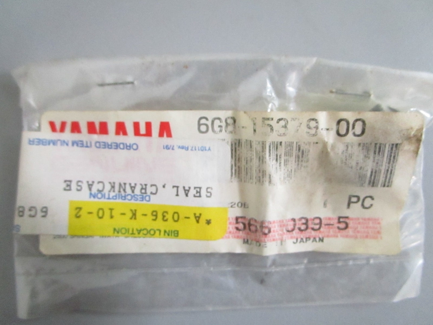 NEW OEM 6G8-15379-00-00 Yamaha Crankcase Seal 0820