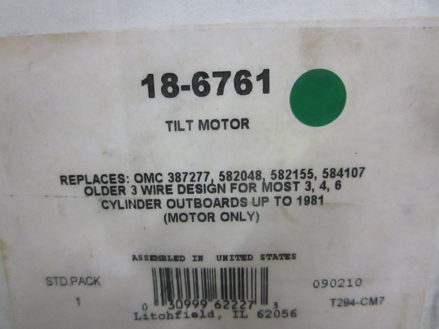 NEW 18-6761 Sierra Tilt Motor Rep: 387277 582048 582155 584107 OMC 0820