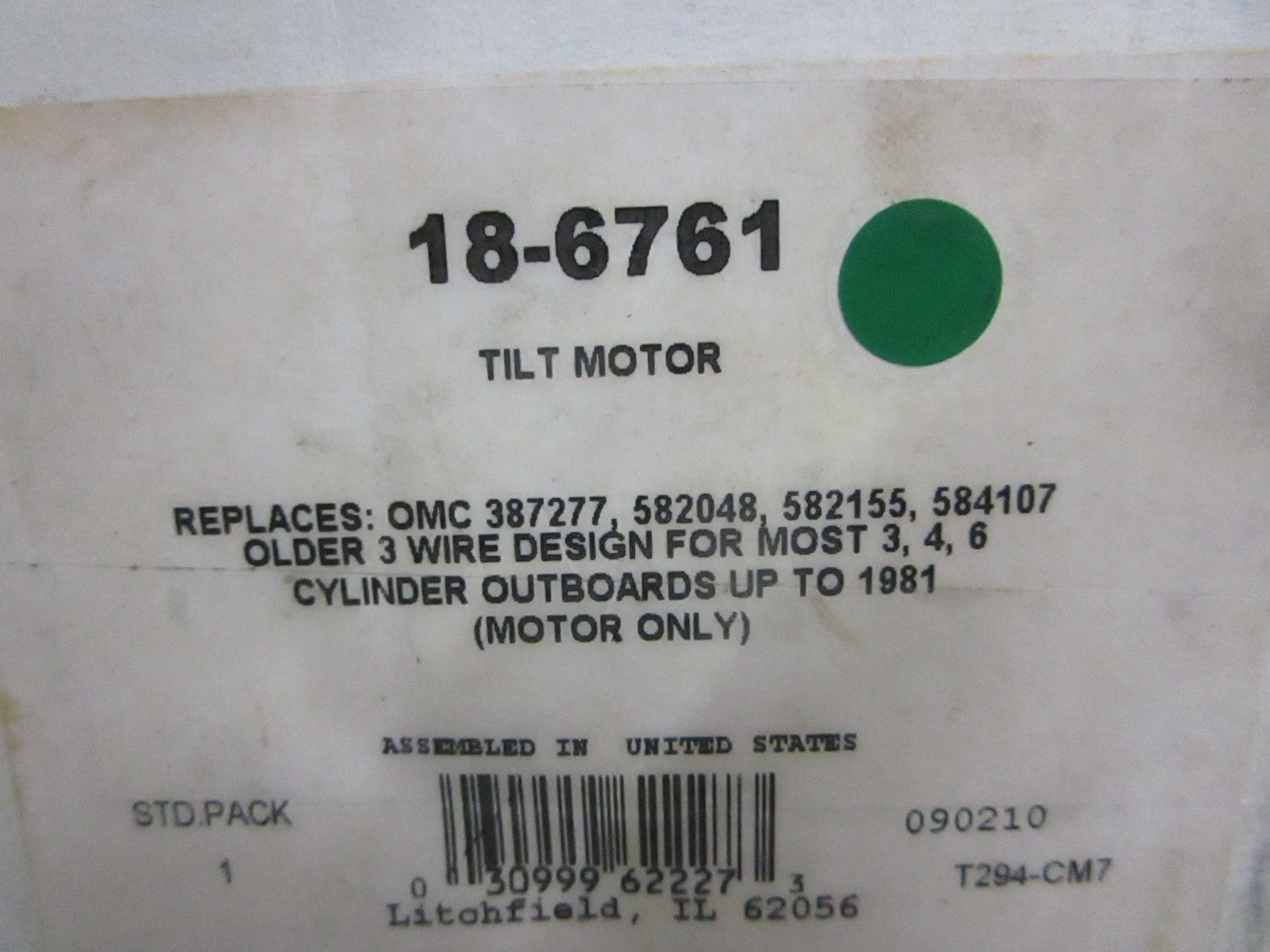 NEW 18-6761 Sierra Tilt Motor Rep: 387277 582048 582155 584107 OMC 0820