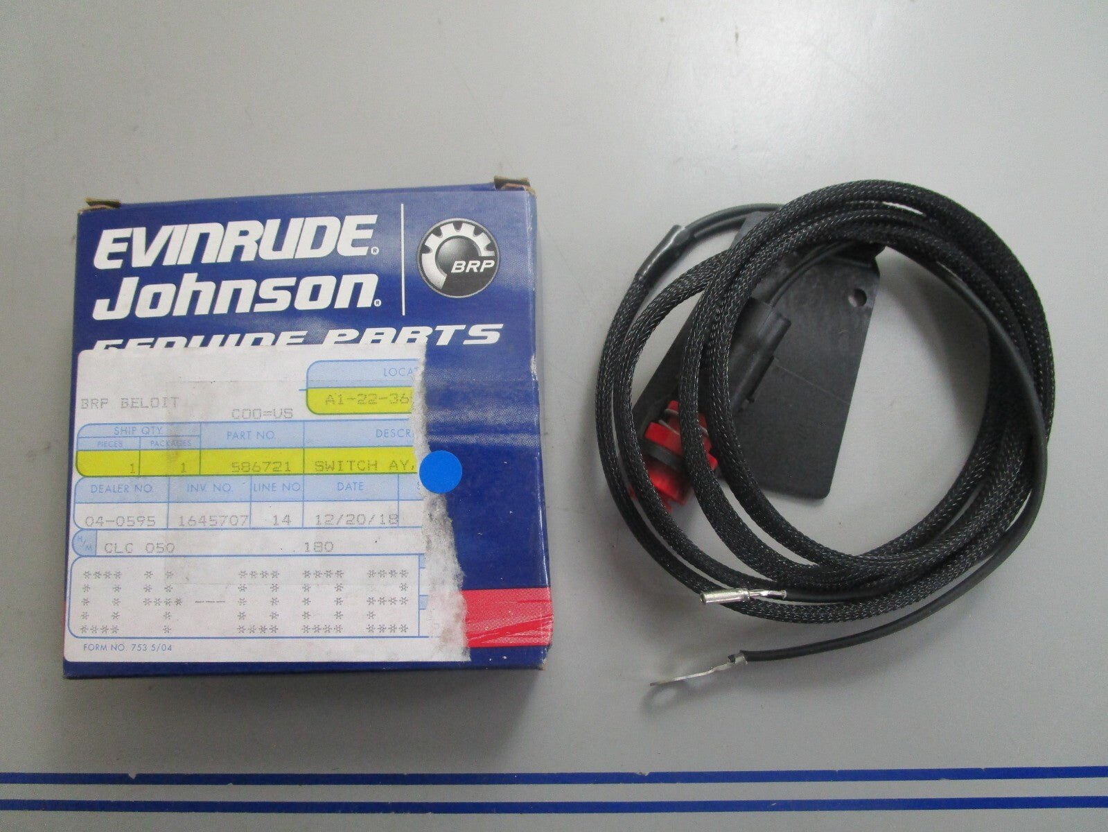 *NEW OEM* 0820 OMC Johnson Evinrude Stop Switch Ay 586721 0586721