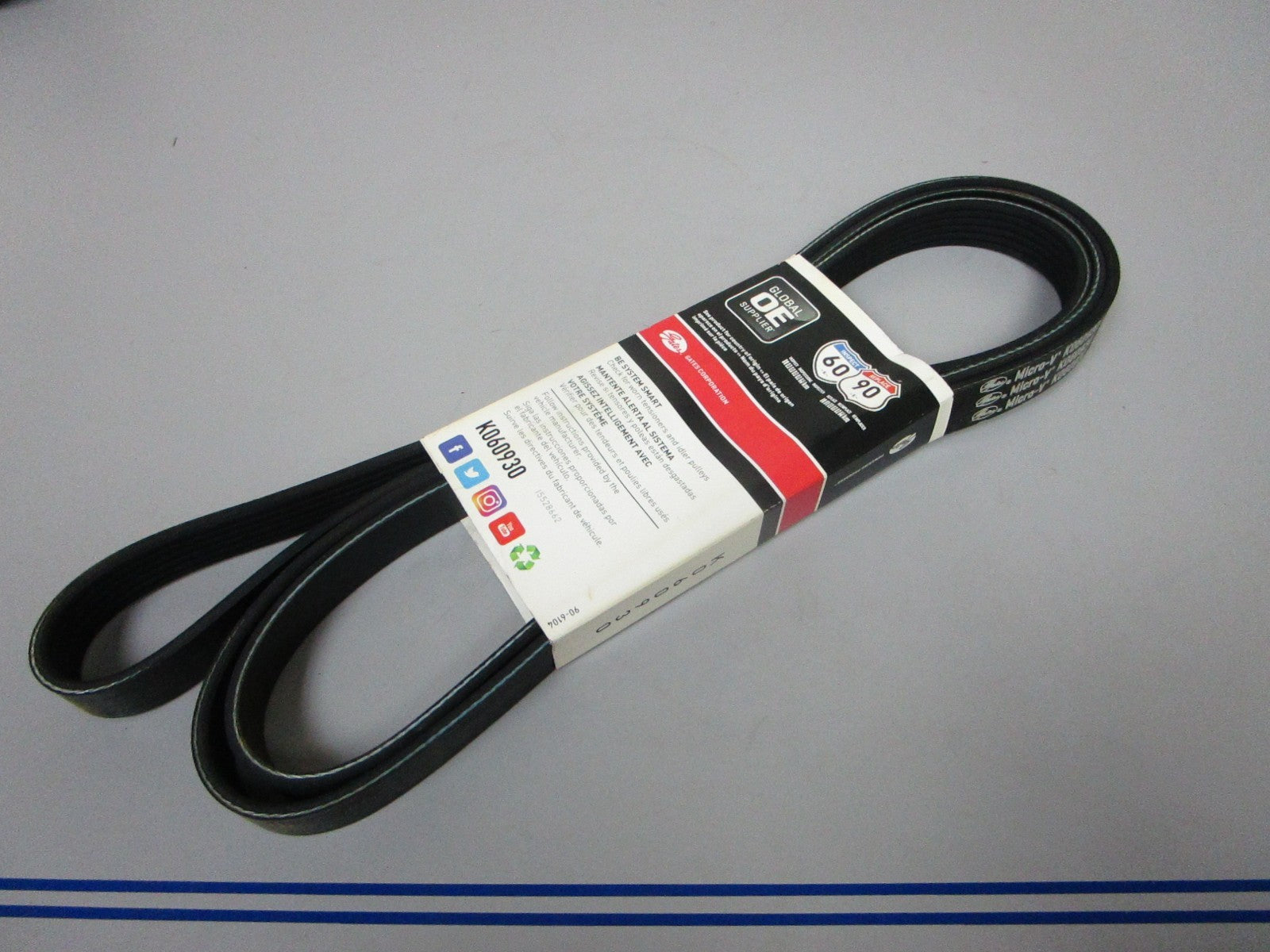 NEW K060930 Gates Micro-V 13/16" x 93 ⅝" Serpentine Belt 0720