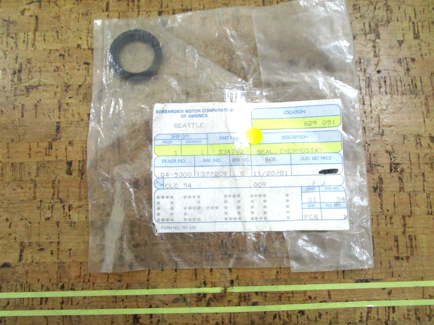 *NEW OEM* 0750 OMC Johnson Evinrude SEAL, THERMOSTAT 334742 0334742