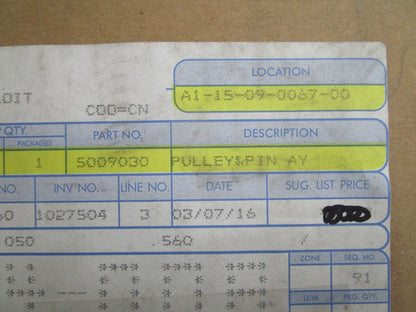 *NEW OEM* 0820 OMC Johnson Evinrude Pulley & Pin Ay 5009030