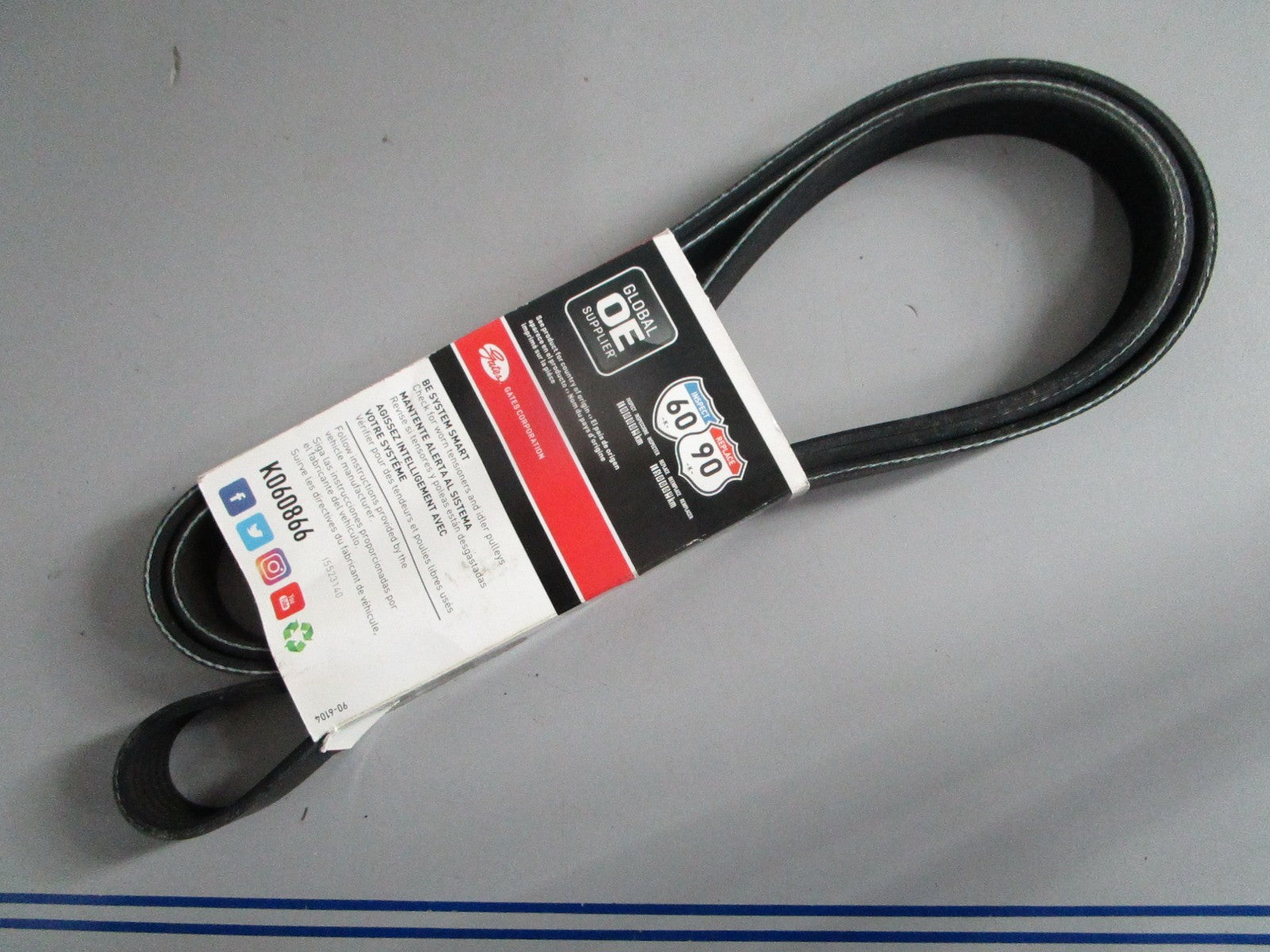NEW K060866 Gates Micro-V Serpentine Belt 0820