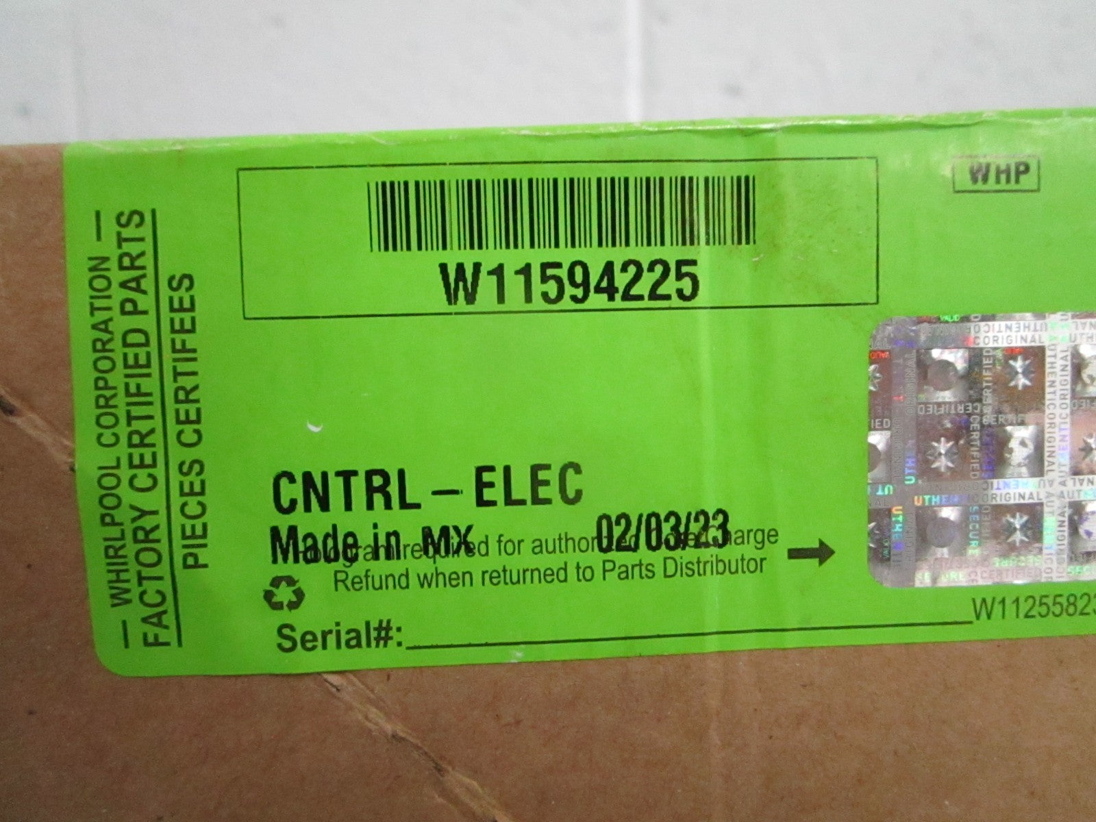 Whirlpool NEW OEM Oven Control Board W11594225 NOS Genuine Factory Part 0820