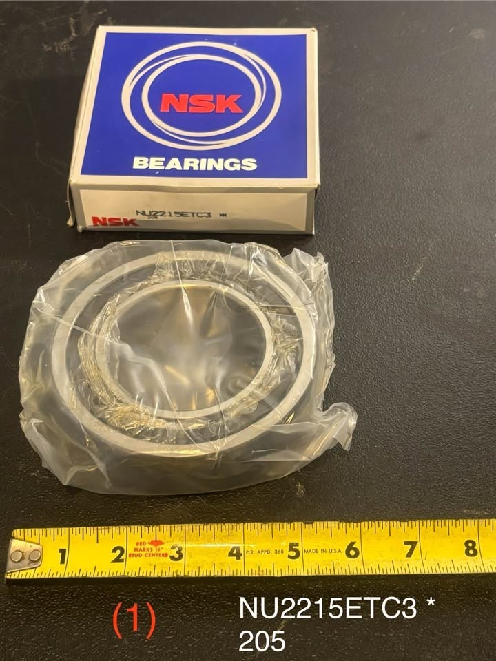 NSK NU2215ETC3 Cylindrical Roller Bearing 75x130x31mm Polyamide Cage NOS Single